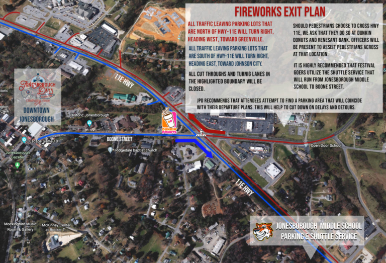 Jonesborough Days Firework Exit Map Town of Jonesborough, Tennessee